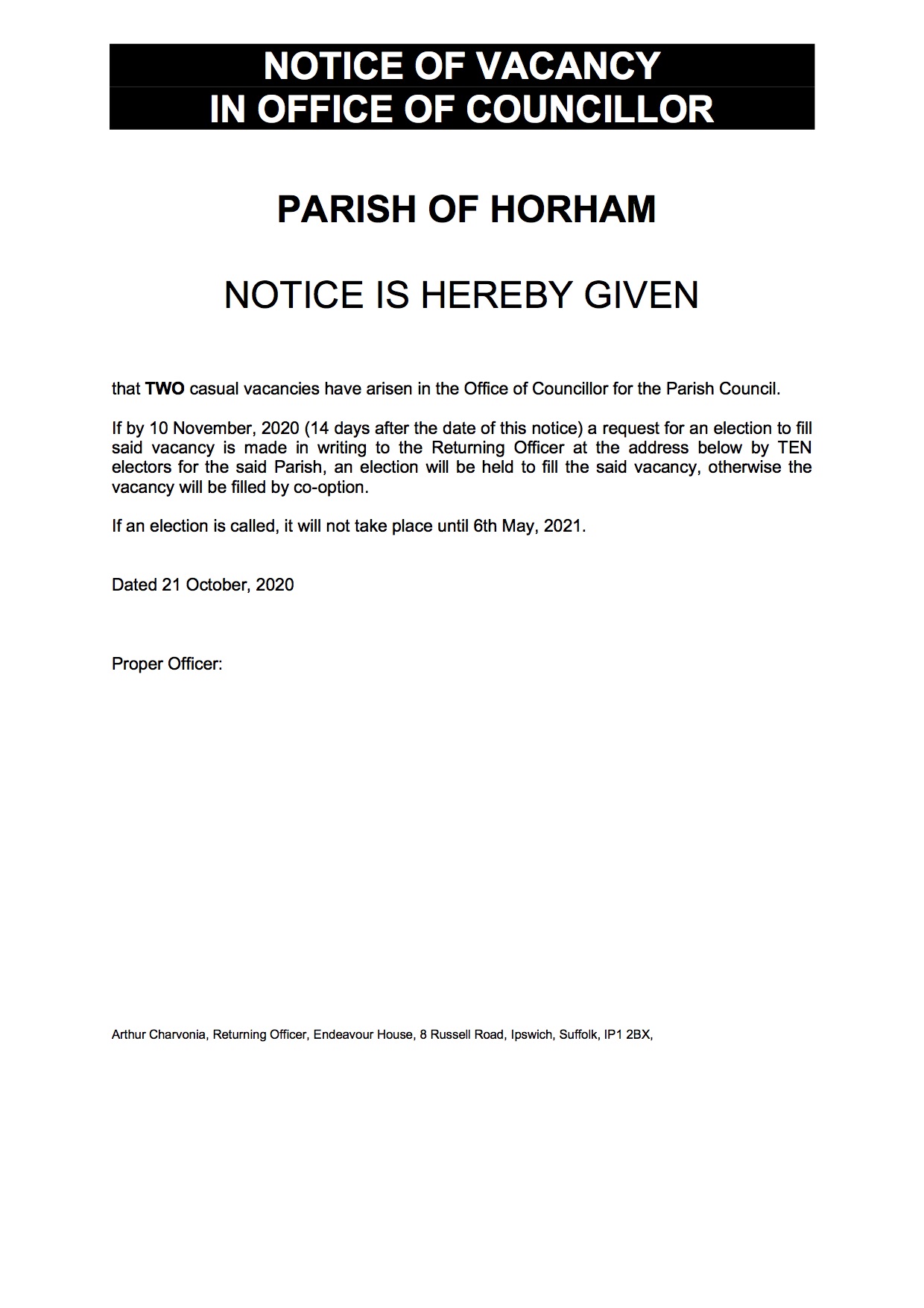 Parish Council Vacancies